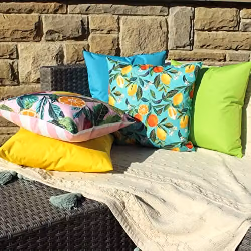 Evans Lichfield Orange Blossom Floral Outdoor Square Cushion, Multicolour, W/D/H: 43 x 43 x 43 cm – 3