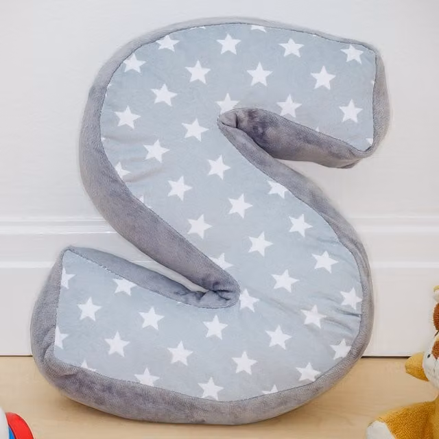 Echo Three Letter Cushion S in Grey and White with Star Pattern