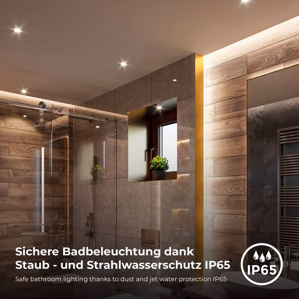 B.K.Licht Set of 5 White LED Recessed Bathroom Spotlights, IP65, Dimmable and Adjustable, D/H: 9 x 4.2 cm – 2