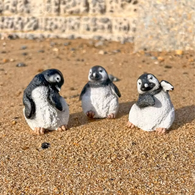 Farmwood Set of 3 Black Baby Penguin Resin Garden Ornaments