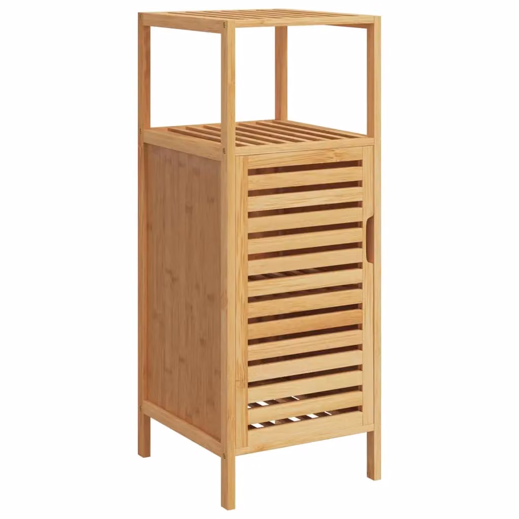 Berkfield Home Brown Bamboo Bathroom Cabinet with Internal Shelves and Open Shelf, W/D/H: 36 x 33 x 87 cm – 2