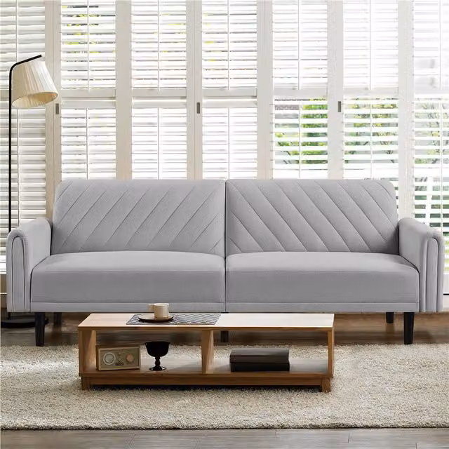 Yaheetech Modern Convertible Click-Clack Sofa Bed in Light Grey