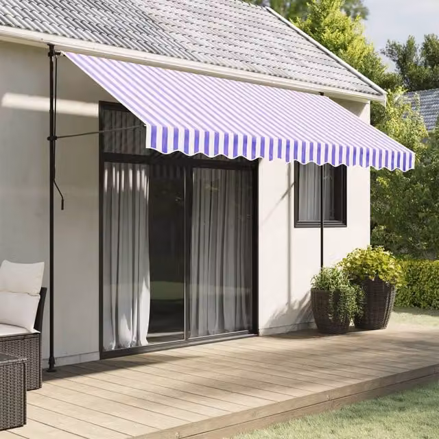 Berkfield Home Replacement Awning Valance Fabric, Blue and White Stripe, 3.5 m – 1