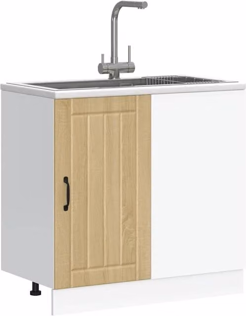 Berkfield Home Lucca Sonoma Oak Sink Base Cabinet in Brown