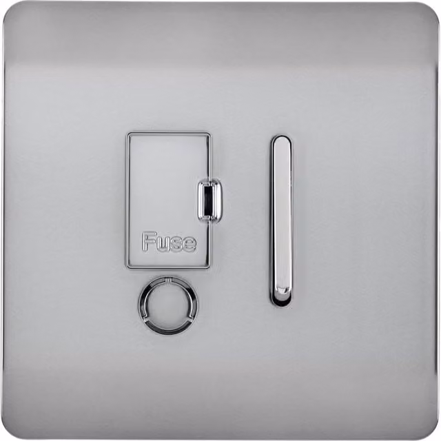 Trendi Switch 13 Amp Fused Spur with Flex Outlet in Brushed Steel