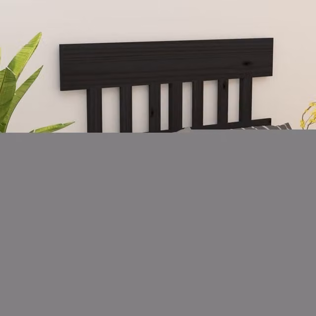 Berkfield Home Black Solid Wood Pine Bed Headboard, W: 123.5 cm, D: 3 cm, H: 81 cm