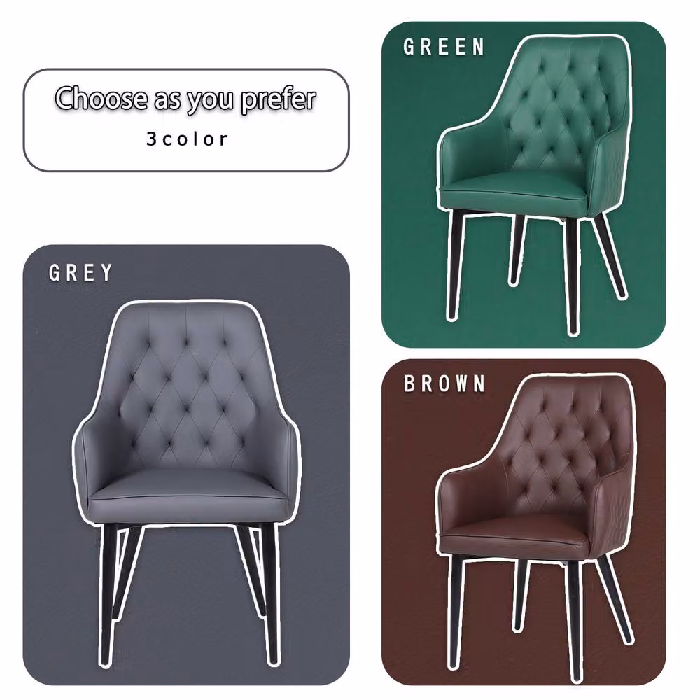 FURNITURE ONE Set of 2 Modern Upholstered Dining Chairs in Green Synthetic Leather – 8