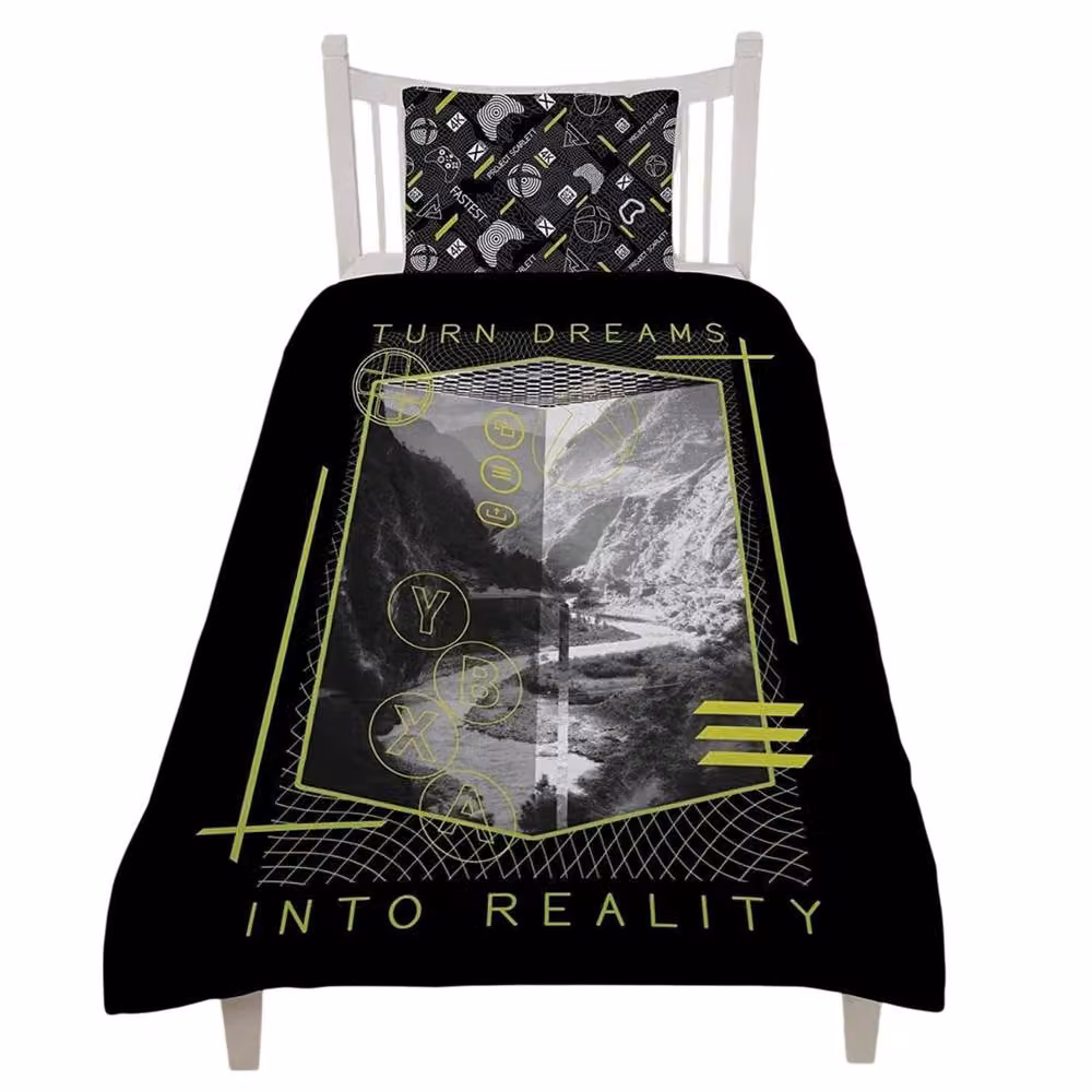 Xbox Reality Reversible Single Duvet Set with Pillowcase, Black and Multicolour, W/H: 90 x 200 cm – 2