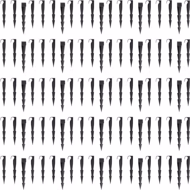 SolaDirect 100 Pack Black Plastic In-Ground Garden Pegs for Irrigation Systems, 160mm Length