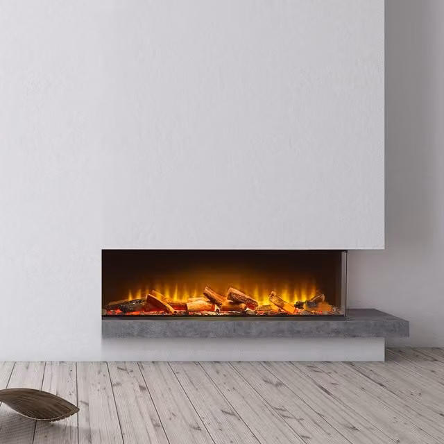 Acantha Aspire 100 Corner View Media Wall Electric Fire, Black