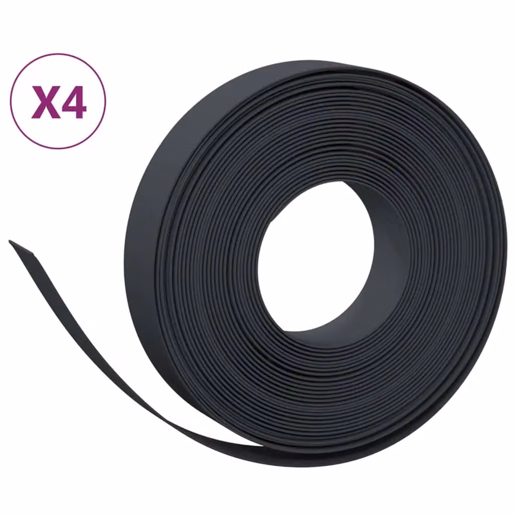 Berkfield Home Garden Edgings, 4 Pieces, Black, 10 m, 10 cm Polyethylene – 1