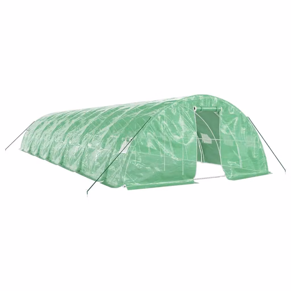 Berkfield Home Freestanding Greenhouse with Steel Frame and Plastic Cover, Green, W/D/H: 14 x 5 x 2.3 m – 2