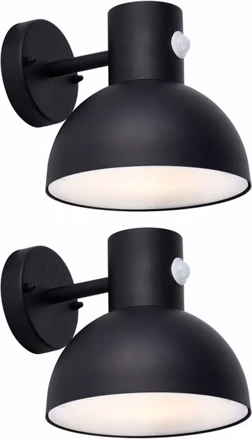 First Choice Lighting Arkle Set of 2 Black Motion Sensor Outdoor Wall Lights