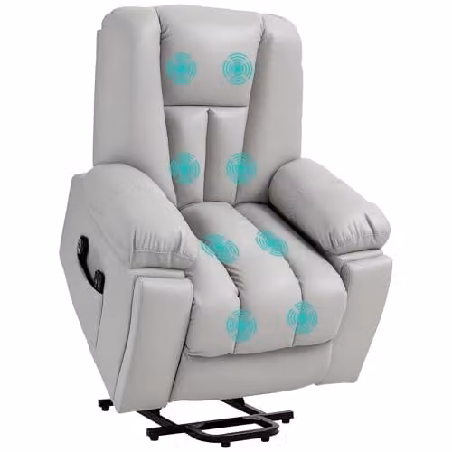 HOMCOM Riser and Recliner Chair for Seniors with Motorised Recline and Lift Assist, Light Grey