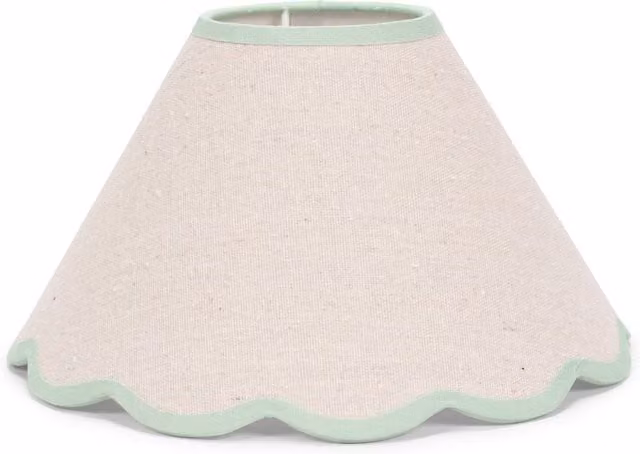 ValueLights Florie Natural Linen Small Tapered Scallop Lamp Shade with Pastel Trim in Green