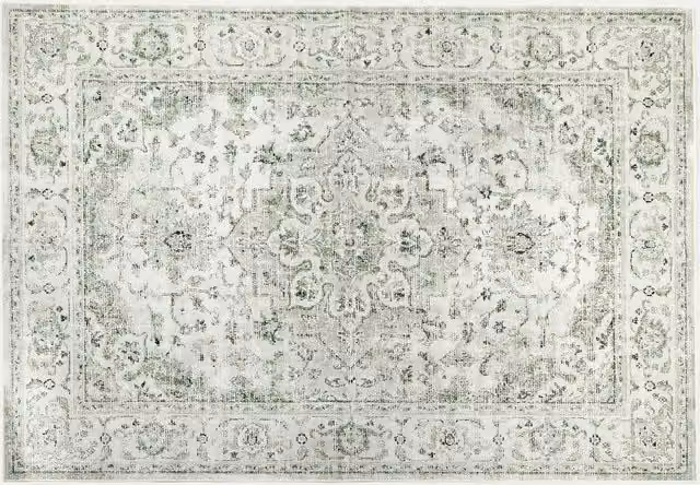 OHS Vintage Print Washable Non-Slip Area Rug in Green, W: 160 cm, L: 230 cm