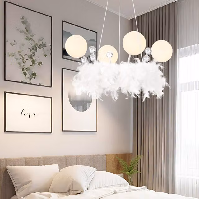 Living Star White Crystal Sphere LED Suspended Chandelier
