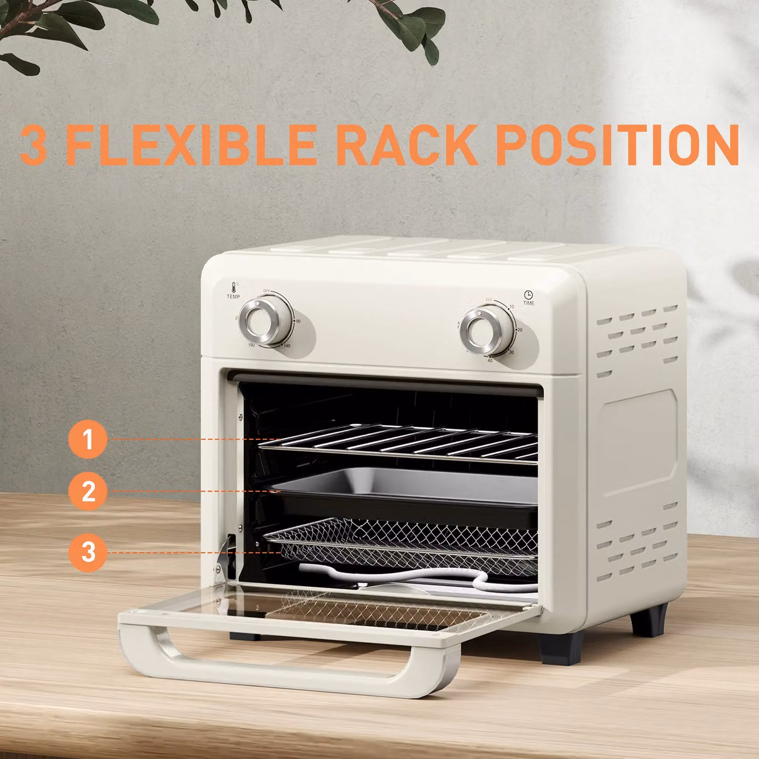 HOMCOM 10L Air Fryer Oven with Hot Air Grill and Roast Functions, 1000W, White – 4