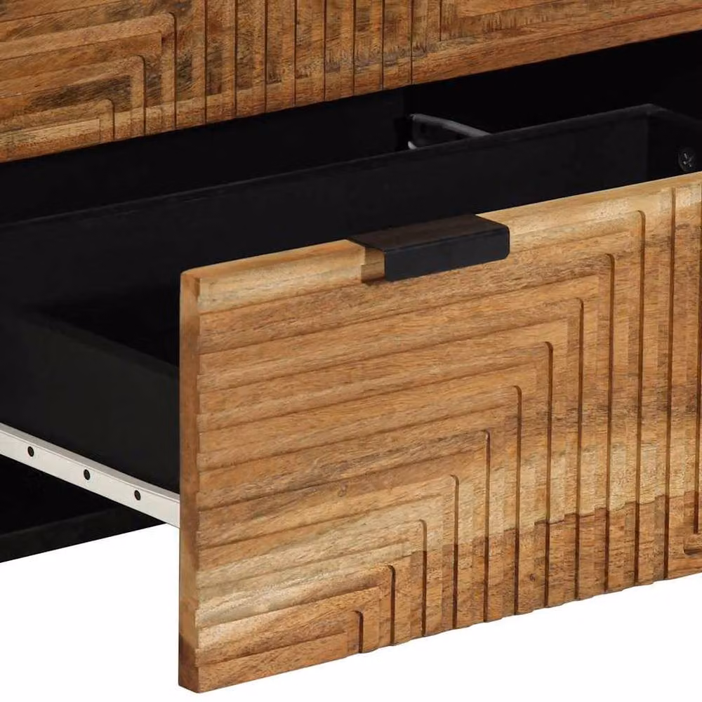 Berkfield Home Solid Wood Acacia Sideboard in Brown, W/D/H: 60 x 33 x 75 cm – 4