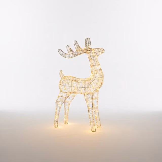 Pegdev Silver Metal Outdoor Deer Christmas Decoration with 450 Warm White LEDs, Height: 78 cm – 1
