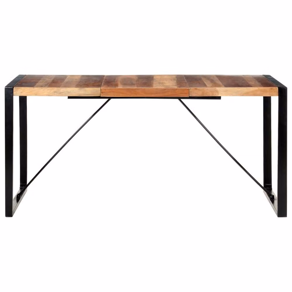 Berkfield Home Rectangular Dining Table in Brown Solid Wood with Sheesham Finish, W/D/H: 160 x 80 x 75 cm – 2