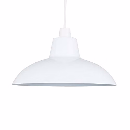 MiniSun Retro Style Gloss White Metal Dome Ceiling Light Shade, Shade Width: 28.8 cm