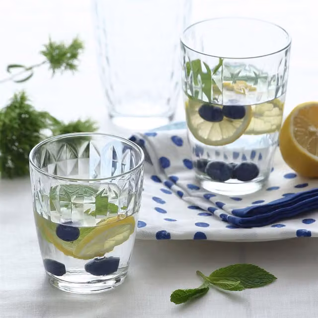LAV Artemis Geometric Highball Tumbler Glasses, Pack of 6, Transparent, 415 ml