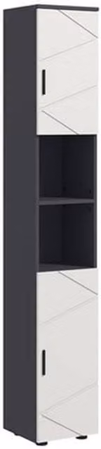 NESTLUNE Tall Bathroom Storage Cabinet with Soft Close Doors and Internal Shelves, White and Multicolour, W/D/H: 100 x 100 cm – 1