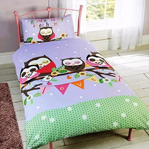 Rapport Home Goodnight Sweetheart Graphic Animal Duvet Cover Set, Multicolour, W: 135 cm, L: 200 cm