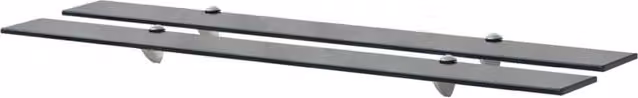 Berkfield Home Black Glass Floating Shelves, 2 Pack, W: 100 cm, D: 10 cm