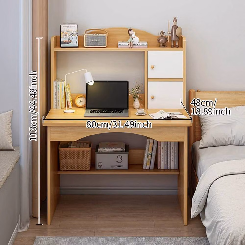 VOGREX Wooden Computer Desk with Cabinet in Beige, W/D/H: 113 x 48 x 48 cm – 2