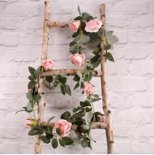 KDMD Pink Rose Floral Garland with Foliage, Length: 175 cm