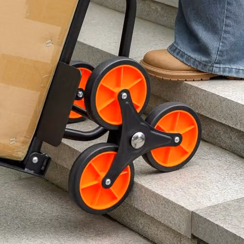 DURHAND Heavy Duty Foldable Stair Climbing Hand Truck in Orange Steel – 7