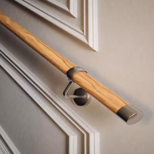 Woodworx Solid Oak Indoor Stair Handrail Kit with Nickel Plated Fittings, Brown, 3.6 m