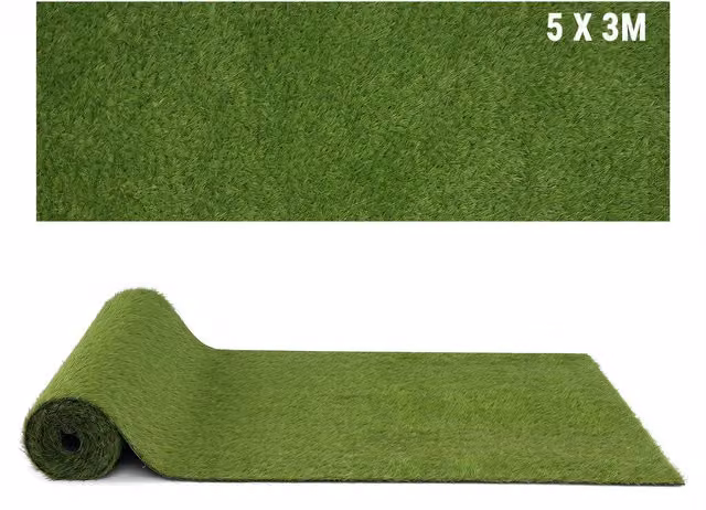 COSTWAY Green Rectangular Artificial Grass Rug made of Polypropylene