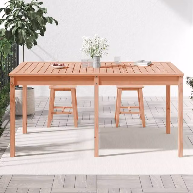 Berkfield Home Garden Table in Light Tan Solid Wood, W: 159.5 cm, D: 82.5 cm, H: 76 cm