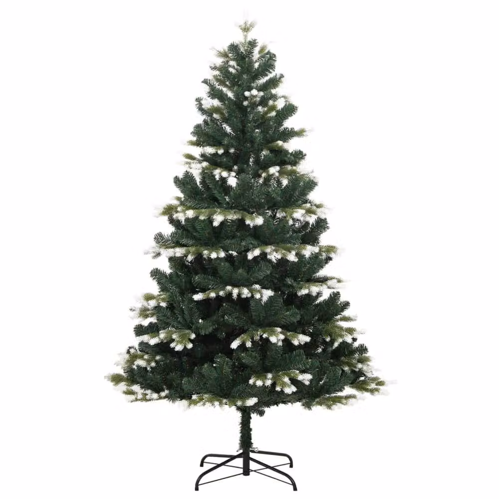 Berkfield Home Beautiful Artificial Hinged Christmas Tree with Flocked Snow, Green and White, Height: 180 cm – 3