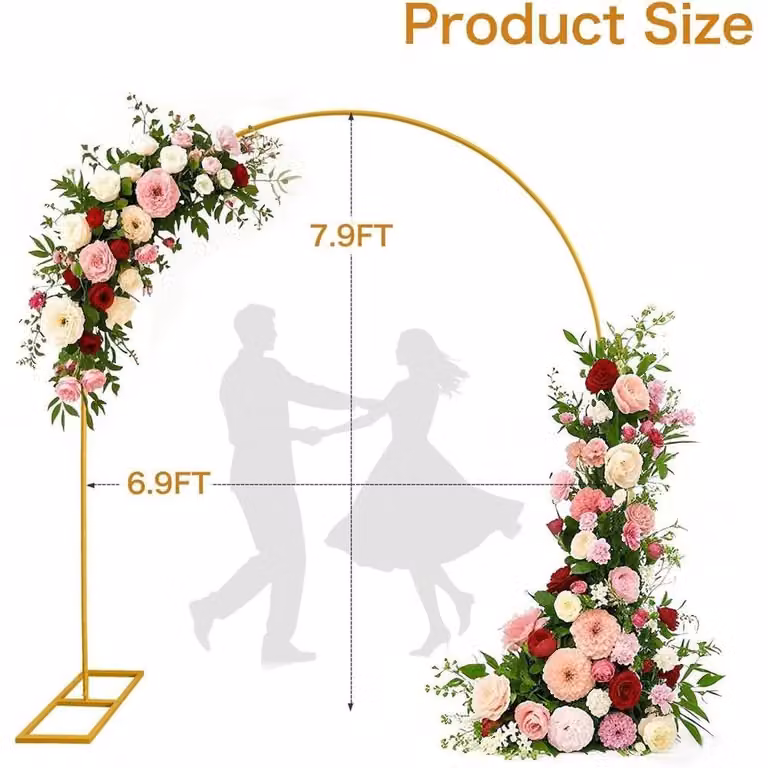VOGREX Gold Metal Wedding Arch Frame Large Floral Backdrop Stand