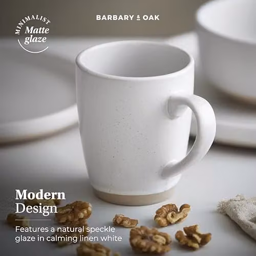 Barbary & Oak Avena 16 Piece Stoneware Dinner Set in White with Natural Matte Glaze Finish – 3