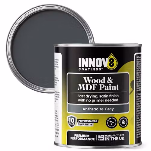 INNOV8 COATINGS Wood and MDF Paint in Anthracite Grey, 250 ml, Satin Finish – 1