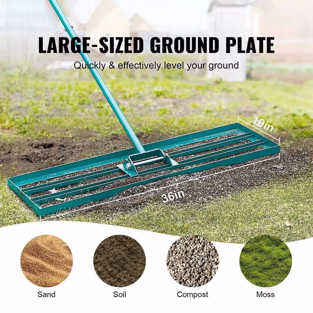 NESTLUNE Green Garden Lawn Levelling Rake Lute for Landscaping, 1.25kg – 2