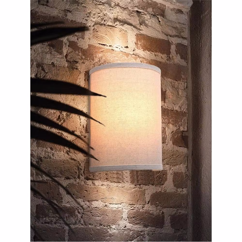 Nordara Industrial White Fabric and Metal Wall Light Sconce, Diameter: 25.4 cm – 3