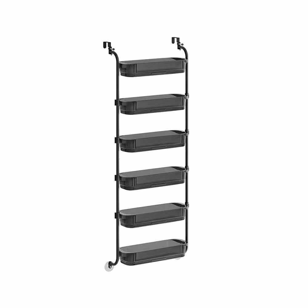 The Bazaarist Over Door Pantry Organiser with 6 Adjustable Baskets, Black – 2