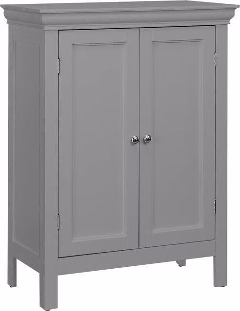 Teamson Home Grey Wooden Freestanding Bathroom Floor Cabinet with 2 Internal Shelves and Hinged Doors W/D/H: 38.1 x 25.4 x 86.4 cm – 1