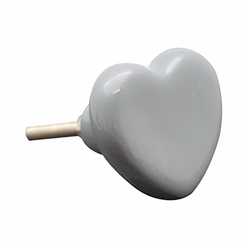 Nicola Spring Grey Ceramic Heart Design Cabinet Knob