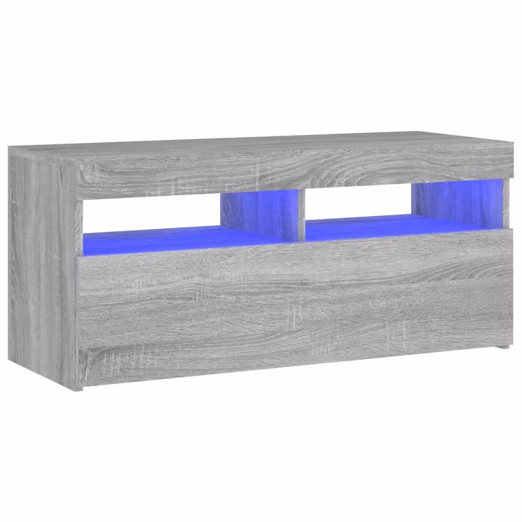 Berkfield Home Modern TV Cabinet with LED Lights in Grey Sonoma, W/D/H: 90 x 35 x 40 cm – 2