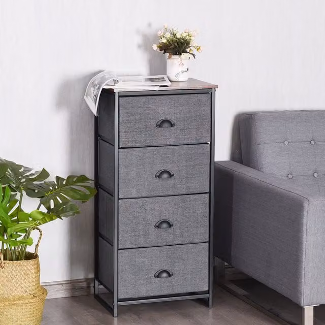 COSTWAY 4-Drawer Storage Organizer Unit in Black