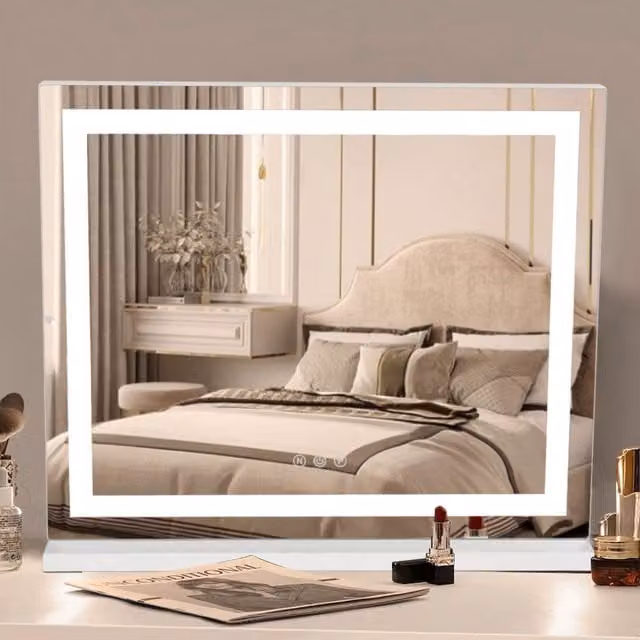 Livingandhome Professional Dimmable LED Tabletop Makeup Mirror in White