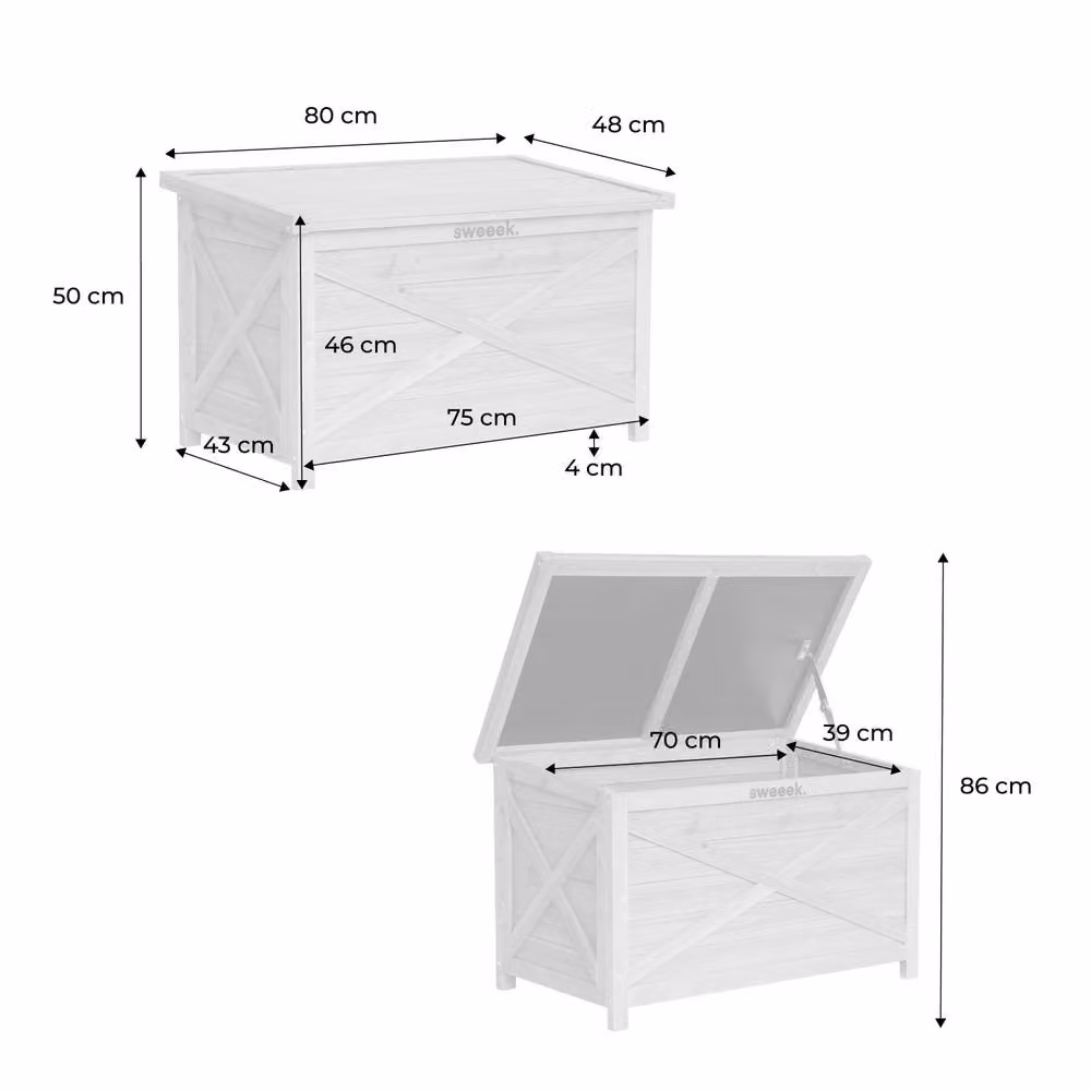sweeek Rustic Wooden Storage Box in Brown, W/D/H: 80 x 50 x 48 cm – 3
