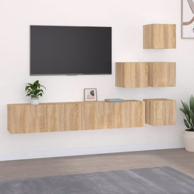 Berkfield Home Wall-mounted TV Cabinet in Sonoma Oak Brown